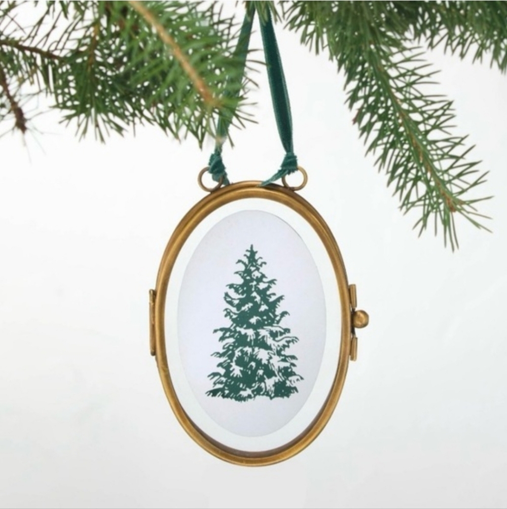 Hearth And Hand With Magnolia Brass and Glass Oval Frame Ornament